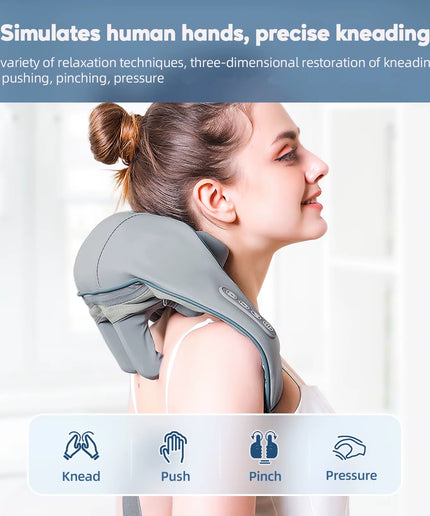 Foreverlily 26W Brushless Motor Neck and Shoulder Massager Wireless Shoulder and Back Kneading Massage Shawl Neck Masajeador