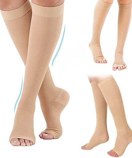 Unisex Toeless Zipper Compression Socks – 5–10 mmHg Light Leg Support, S–XXL, 1 Pair