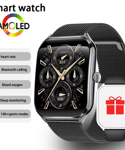 Ultra Thin 1.96" AMOLED Smartwatch for Men & Women – BT Call & Always-On Display