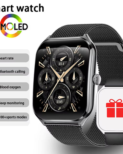 Ultra Thin 1.96" AMOLED Smartwatch for Men & Women – BT Call & Always-On Display