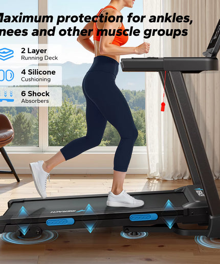 MERACH Foldable Treadmill T12 Incline 0.8-12Km/H Walking Pad save Space LED Display APP Heart Rate Monitoring 16.5" Wider Belt