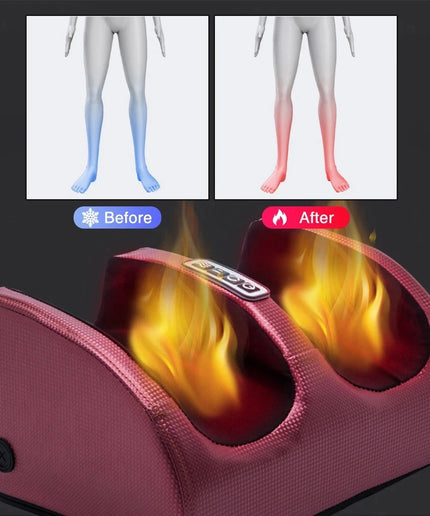 Electric Foot Massager Shiatsu Kneading Deep Tissue Relax Heated Roller Calf Pain Relief Fatigue Muscles Vibrator Machine Health