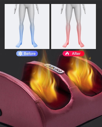 Electric Foot Massager Shiatsu Kneading Deep Tissue Relax Heated Roller Calf Pain Relief Fatigue Muscles Vibrator Machine Health