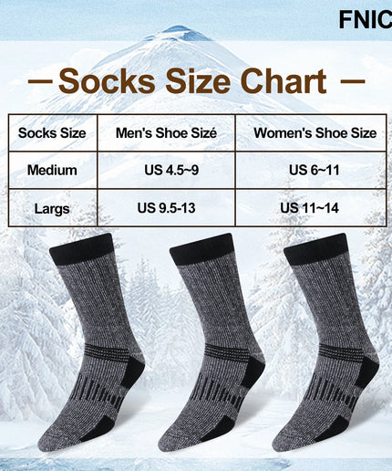 3 Pairs Unisex Merino Wool Blend Thermal Crew Socks – Thick Winter Work and Hiking Socks