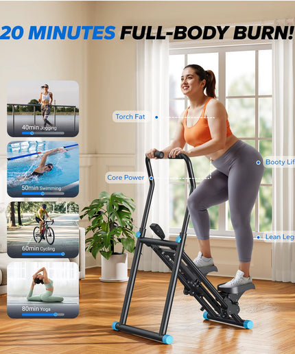 MERACH Stair Stepper New Version Vertical Compact Folding Exercise Climber with Extended Step Range Adjustable Handlebar&Pedals