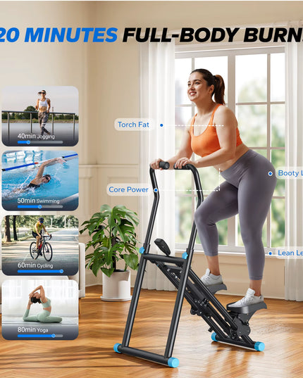 MERACH Stair Stepper New Version Vertical Compact Folding Exercise Climber with Extended Step Range Adjustable Handlebar&Pedals