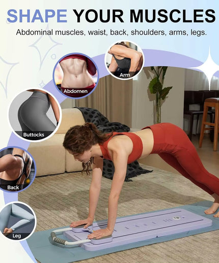 Multifunctional Pilates Board Abs Abdominal Exercise Board Fitness Resistance Bands Rebound Leg Arm Back Train for Home Office