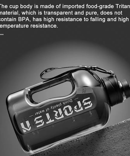 1.7L/2.7L Large-Capacity Sports Water Bottle with Straw & Carry Strap