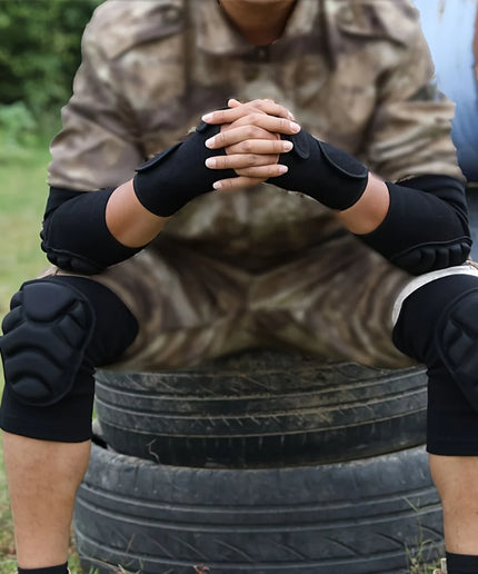 2Pc Professional Knee Elbow Pads for Men&Women,Knee Elbow Brace with Thick Shock-Absorbing Sponge,Knee Support & Elbow Support