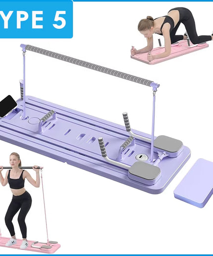 Multifunctional Pilates Board Abs Abdominal Exercise Board Fitness Resistance Bands Rebound Leg Arm Back Train for Home Office