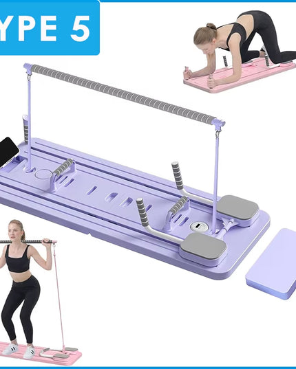 Multifunctional Pilates Board Abs Abdominal Exercise Board Fitness Resistance Bands Rebound Leg Arm Back Train for Home Office