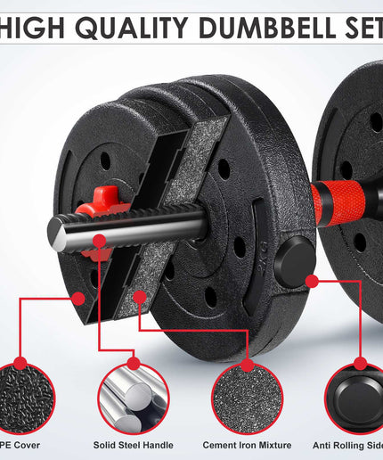 15/20/30/40 Kg Dumbbell Barbell Weight Set Pair Hand Weights Gym Fitness Workout