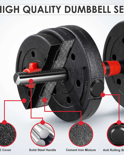 15/20/30/40 Kg Dumbbell Barbell Weight Set Pair Hand Weights Gym Fitness Workout