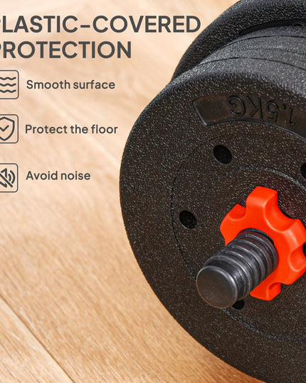 HOMCOM 25Kg Adjustable 2 in 1 Barbell Dumbbells Weight Set for Body Fitness