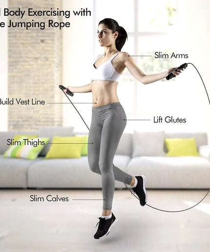 Adjustable Speed Jump Rope with Ball Bearings, PVC-Coated Steel Cable and Foam Handles