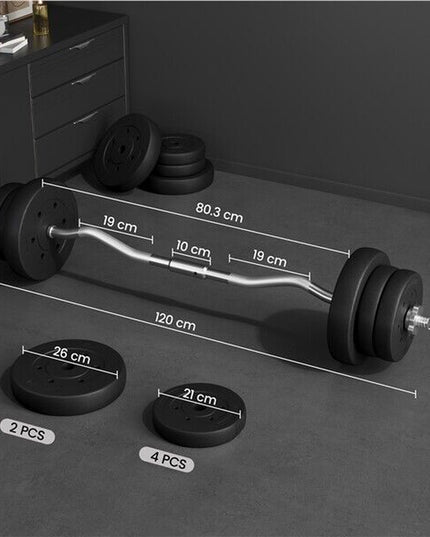 Adjustable EZ Curl Bar Weight Set with Plates and Star Lock Collars, 120cm, Black