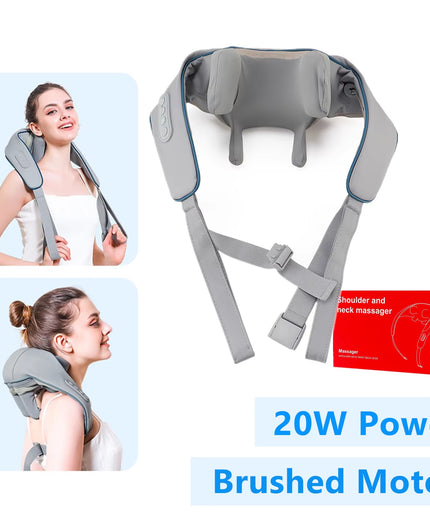 Foreverlily 26W Brushless Motor Neck and Shoulder Massager Wireless Shoulder and Back Kneading Massage Shawl Neck Masajeador