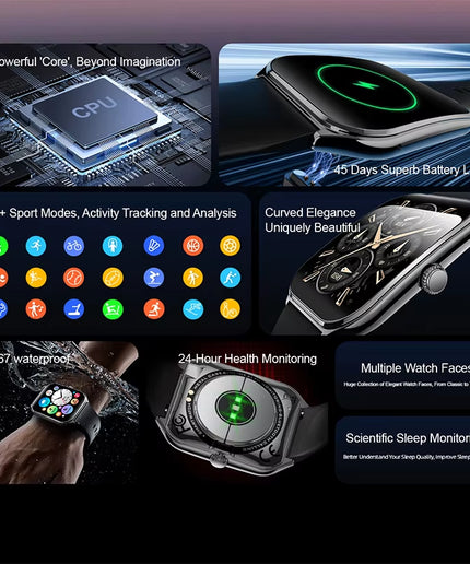 Ultra Thin 1.96" AMOLED Smartwatch for Men & Women – BT Call & Always-On Display