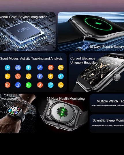 Ultra Thin 1.96" AMOLED Smartwatch for Men & Women – BT Call & Always-On Display