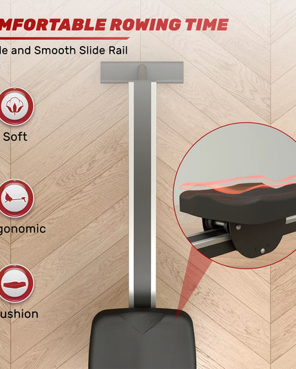 Foldable Magnetic Rowing Machine – 16 Resistance Levels, LCD Monitor, Quiet Rower for Home Gym, 120kg Capacity