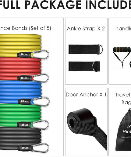 11PCS Set Resistance Bands Workout Exercise Crossfit Fitness Yoga Training Tubes