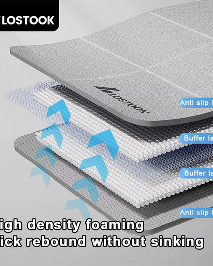 4Mm Thick TPE Foldable Yoga Mat 183*61Cm Easy Storage for Travel Yoga Pilates Home Exercise Floor Mat ﻿