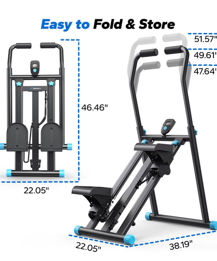 MERACH Stair Stepper New Version Vertical Compact Folding Exercise Climber with Extended Step Range Adjustable Handlebar&Pedals