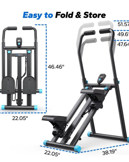MERACH Stair Stepper New Version Vertical Compact Folding Exercise Climber with Extended Step Range Adjustable Handlebar&Pedals