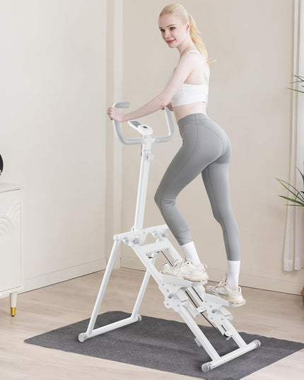 Home Stair Stepper Fitness Climber with Handlebars & LCD Display – Folding Cardio Exercise Machine for Full Body Workout