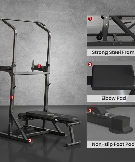 Power Tower Weight Bench Dip Stands Multifunction Pull-Ups Home Gym Fitness