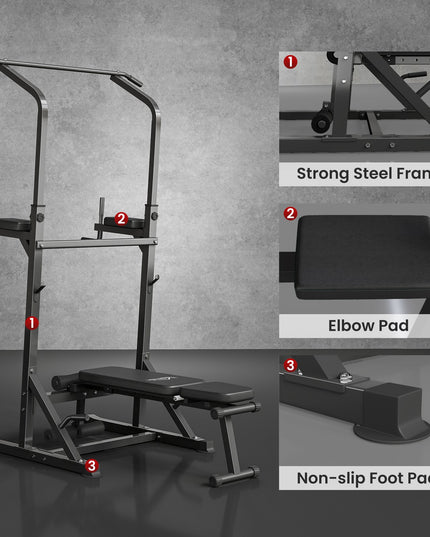 Power Tower Weight Bench Dip Stands Multifunction Pull-Ups Home Gym Fitness