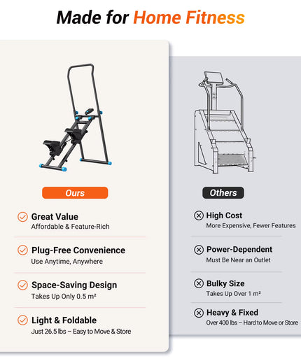 MERACH Stair Stepper Vertical Climber for Home Gym – Folding Full-Body Cardio Exercise Machine with Adjustable Handlebars, Extended Step Range & LCD Monitor