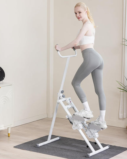 Home Stair Stepper Fitness Climber with Handlebars & LCD Display – Folding Cardio Exercise Machine for Full Body Workout