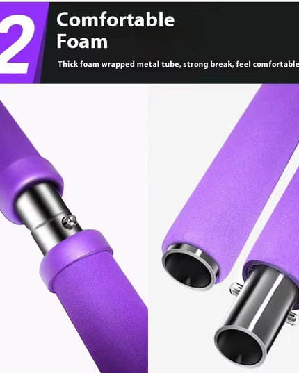 Pilates Stick - Adjustable Fitness Bar for Home Workout, Yoga, Stretching & Toning - Portable Exercise Rod with Elastic Bands