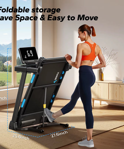 MERACH Foldable Treadmill T12 Incline 0.8-12Km/H Walking Pad save Space LED Display APP Heart Rate Monitoring 16.5" Wider Belt