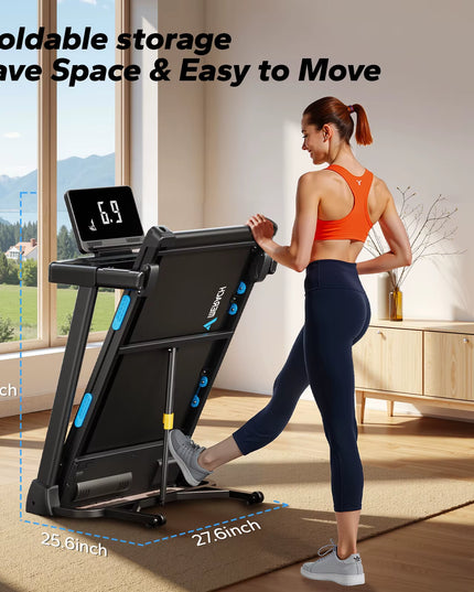 MERACH Foldable Treadmill T12 Incline 0.8-12Km/H Walking Pad save Space LED Display APP Heart Rate Monitoring 16.5" Wider Belt