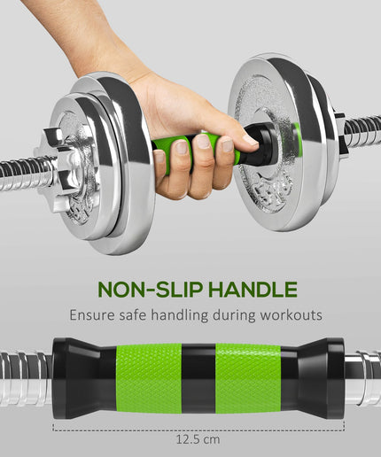 20Kg Adjustable Weights Dumbbells Set, 2-In-1 Dumbbells and Barbell
