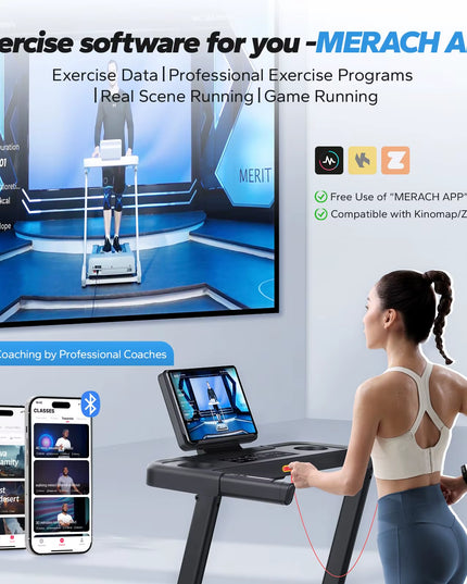 MERACH Foldable Treadmill T12 Incline 0.8-12Km/H Walking Pad save Space LED Display APP Heart Rate Monitoring 16.5" Wider Belt