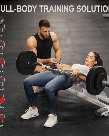 Adjustable EZ Curl Bar Weight Set with Plates and Star Lock Collars, 120cm, Black