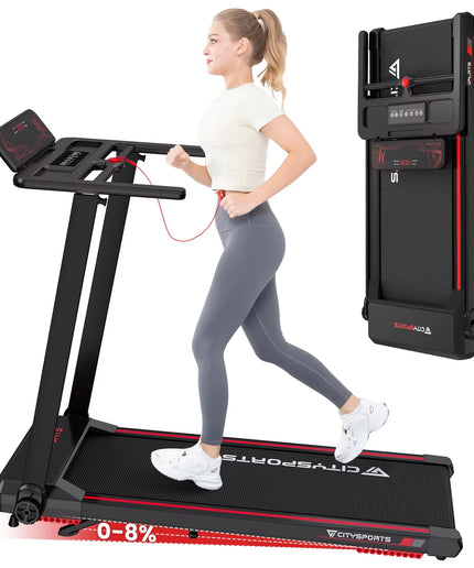 CITYSPORTS PRO Electric Folding Treadmill with Incline - 12 Km/H Max Speed, Smart App Control, LED Display