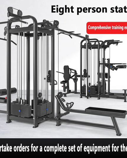 Eight Person Station Commercial Home Fitness Training Equipment Multi Functional Eight Person Station Gym Training Equipment