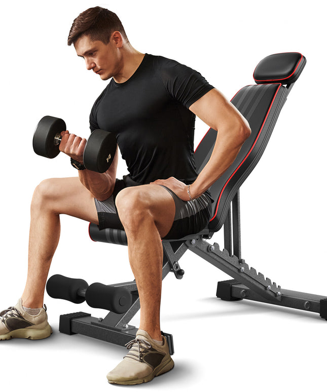 300KG Foldable Dumbbell Bench Weight Training Fitness Gym 10 Level Adjustable UK