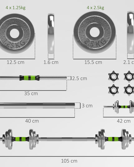 20Kg Adjustable Weights Dumbbells Set, 2-In-1 Dumbbells and Barbell