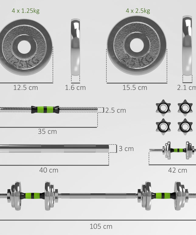 20Kg Adjustable Weights Dumbbells Set, 2-In-1 Dumbbells and Barbell