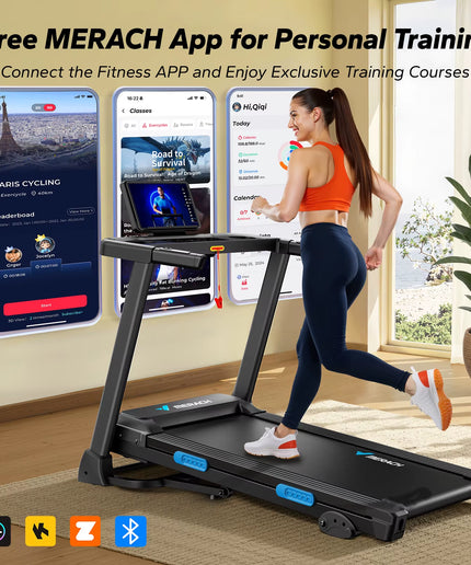 MERACH Foldable Treadmill T12 Incline 0.8-12Km/H Walking Pad save Space LED Display APP Heart Rate Monitoring 16.5" Wider Belt