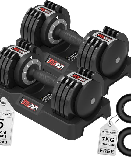 EnterSports Adjustable Dumbbell Set – 10kg, 20kg & 40kg Options