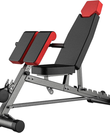 Finer Form Multi-Functional FID Weight Bench for Full All-In-One Body Workout – Hyper Back Extension, Roman Chair, Adjustable Ab Sit up Bench, Incline Decline Bench, Flat Bench