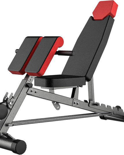 Finer Form Multi-Functional FID Weight Bench for Full All-In-One Body Workout – Hyper Back Extension, Roman Chair, Adjustable Ab Sit up Bench, Incline Decline Bench, Flat Bench