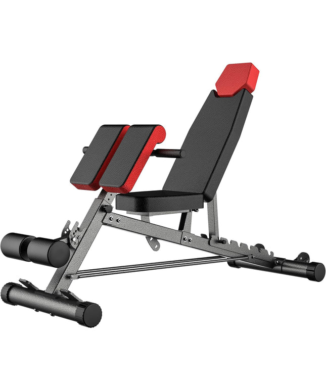 Finer Form Multi-Functional FID Weight Bench for Full All-In-One Body Workout – Hyper Back Extension, Roman Chair, Adjustable Ab Sit up Bench, Incline Decline Bench, Flat Bench