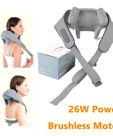Foreverlily 26W Brushless Motor Neck and Shoulder Massager Wireless Shoulder and Back Kneading Massage Shawl Neck Masajeador